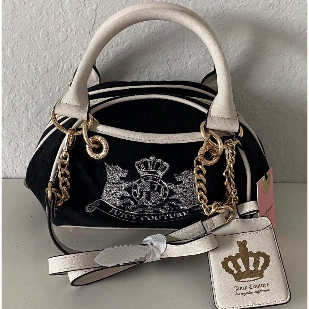 Juicy Couture Classic Scottie Dogs Satchel Crossbody Liquorice Crystal Card Case
